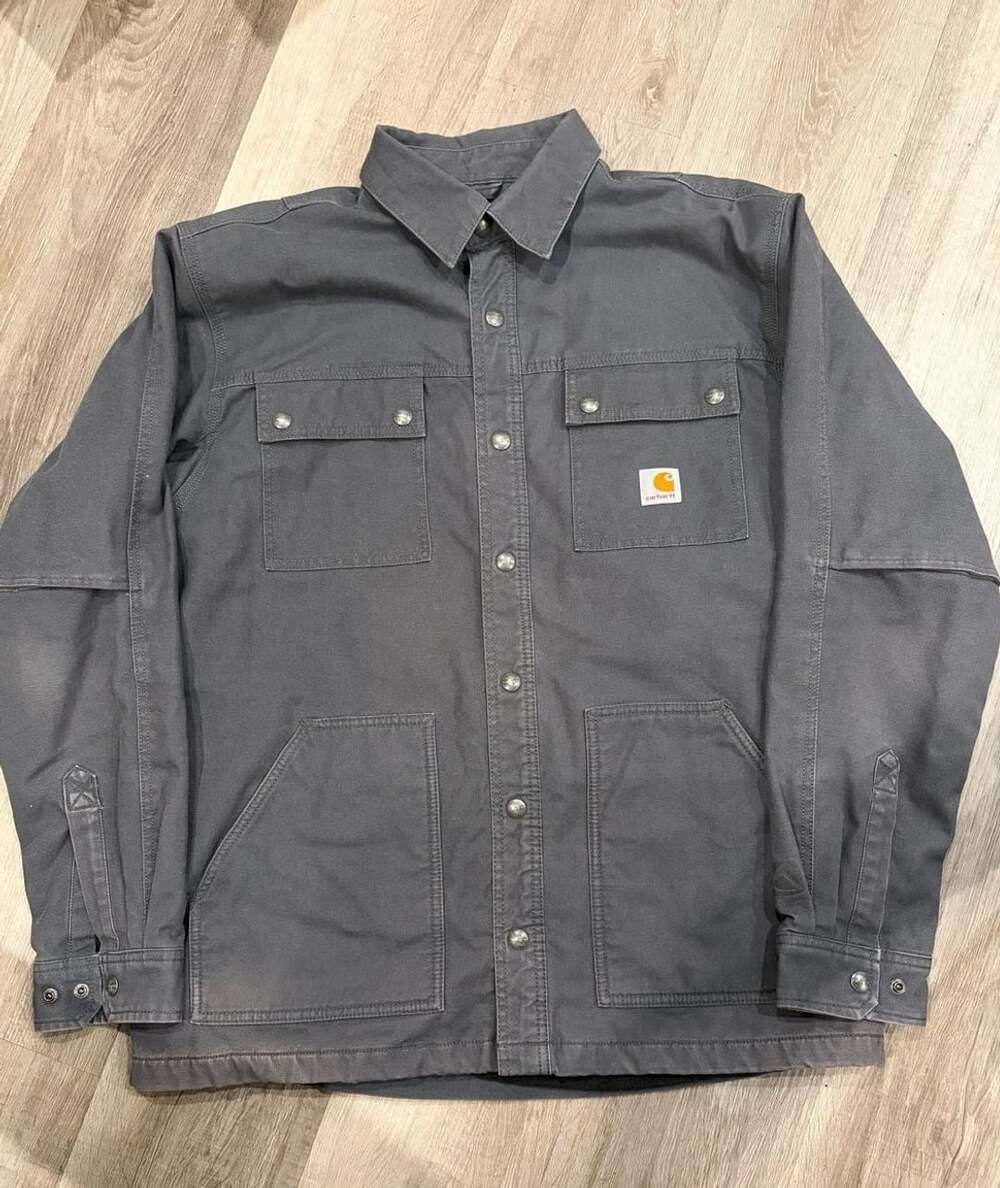 Carhartt Full Swing Cryder Fleece Lined Canvas Shirt Jac Dark Grey Men's L